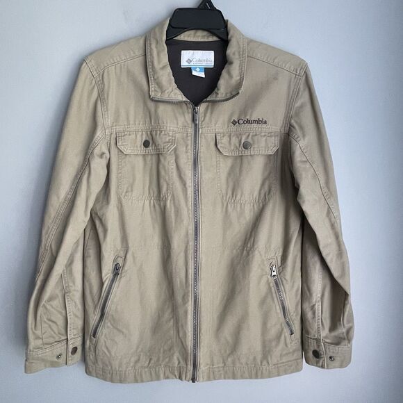 Columbia Corduroy Jacket Full Zip Men M Lightweight Utility Workwear Zip Pockets - Picture 1 of 12